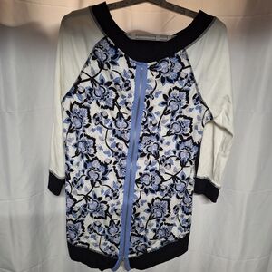 Chico's Black and Blue Floral Blouse
